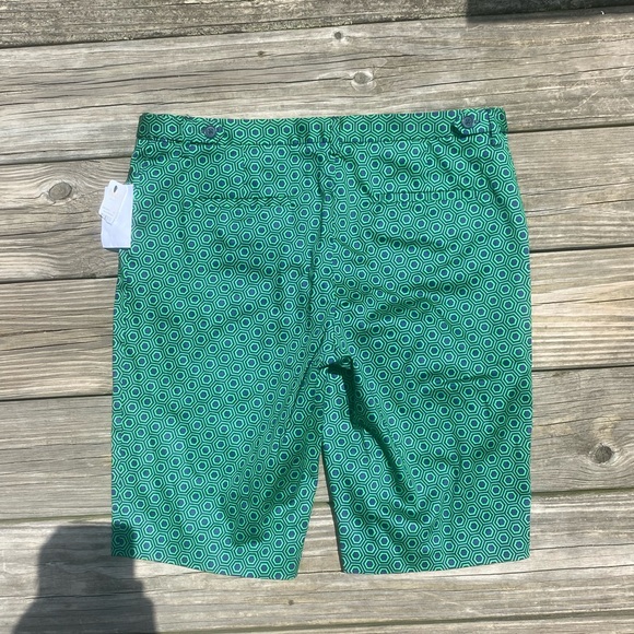 Laundry by Shelli Segal green navy geometric design Bermuda shorts New with tags - Picture 9 of 10